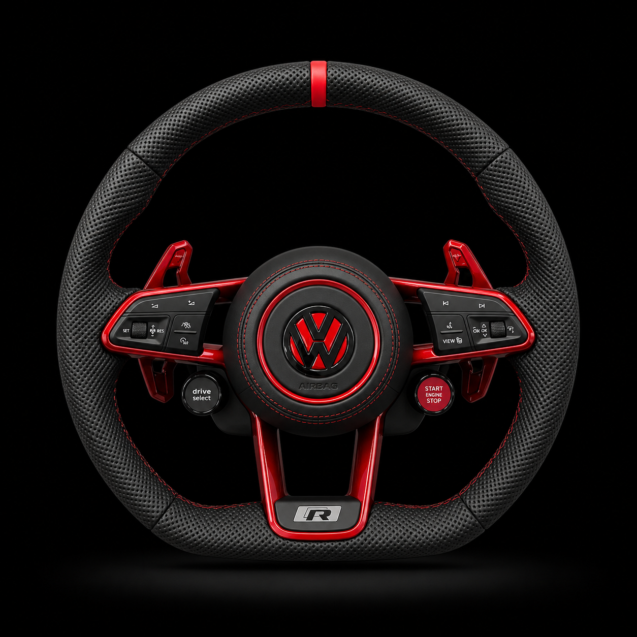 Volant Volkswagen R Carbone Rouge
