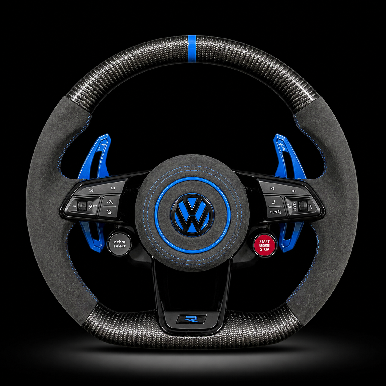 Volant Volkswagen R Carbone & Alcantara Bleu