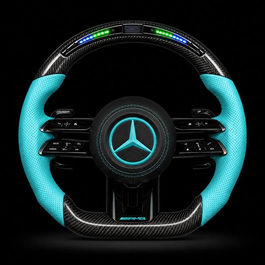 Volant Mercedes AMG Carbone Turquoise LED