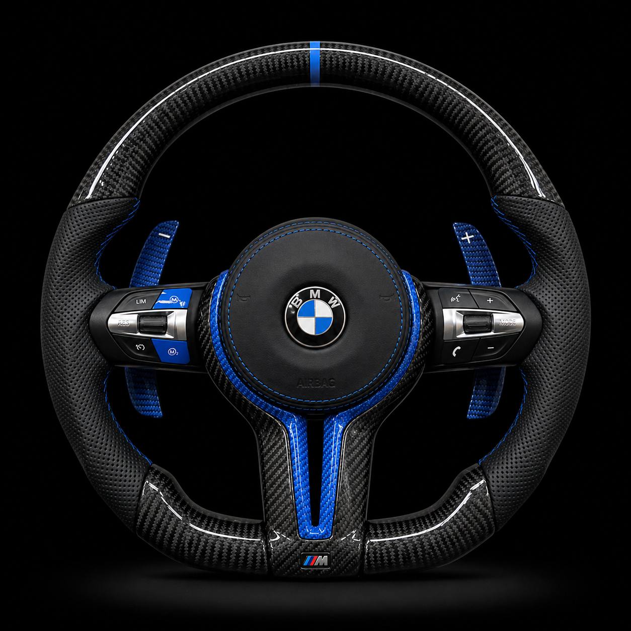 Volant BMW Performance Carbone Bleu