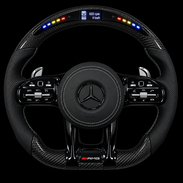 Volant Mercedes AMG Carbone Noir avec LED Intégrées
